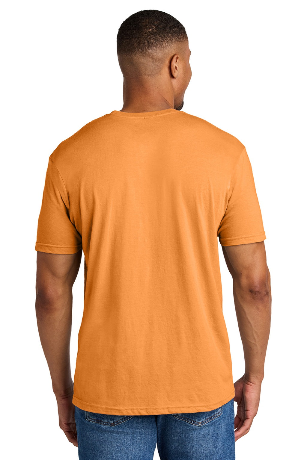 Gildan 64000CVC Mens Softstyle CVC Short Sleeve Crewneck T-Shirt Tangerine Orange Mist Model Back