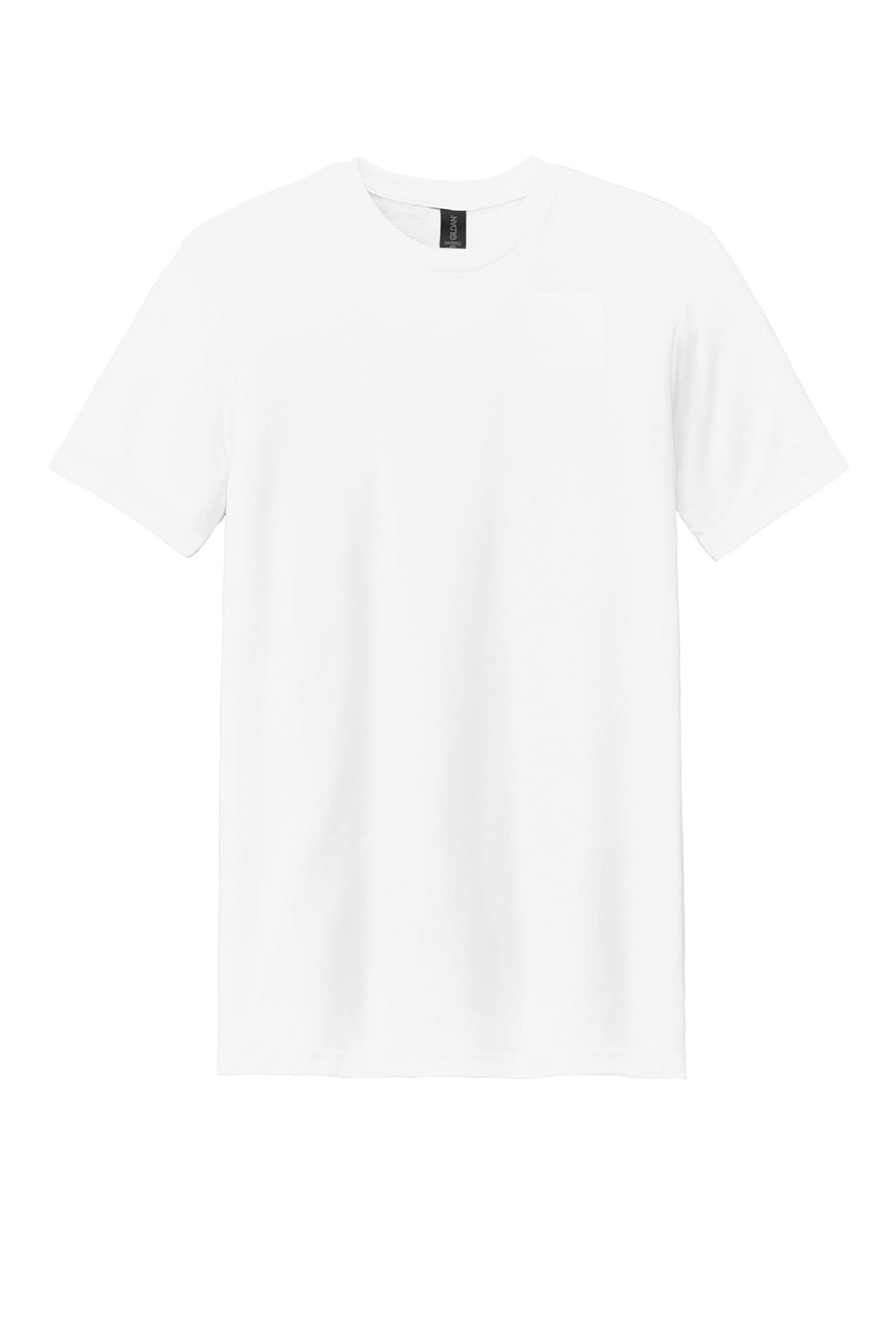 Gildan 64000CVC Mens Softstyle CVC Short Sleeve Crewneck T-Shirt White Flat Front