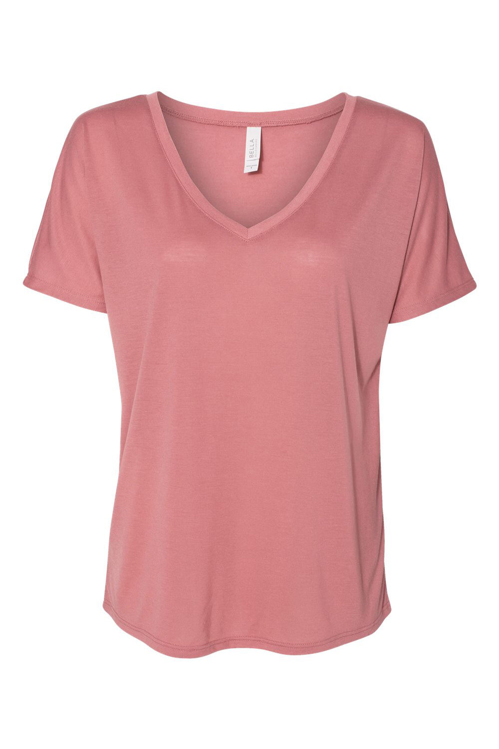 Bella + Canvas 8815 Womens Slouchy Short Sleeve V-Neck T-Shirt Mauve Flat Front