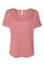 Bella + Canvas 8815 Womens Slouchy Short Sleeve V-Neck T-Shirt Mauve Flat Front