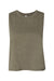 Bella + Canvas BC6682/6682 Womens Cropped Tank Top Heather Olive Green Flat Front
