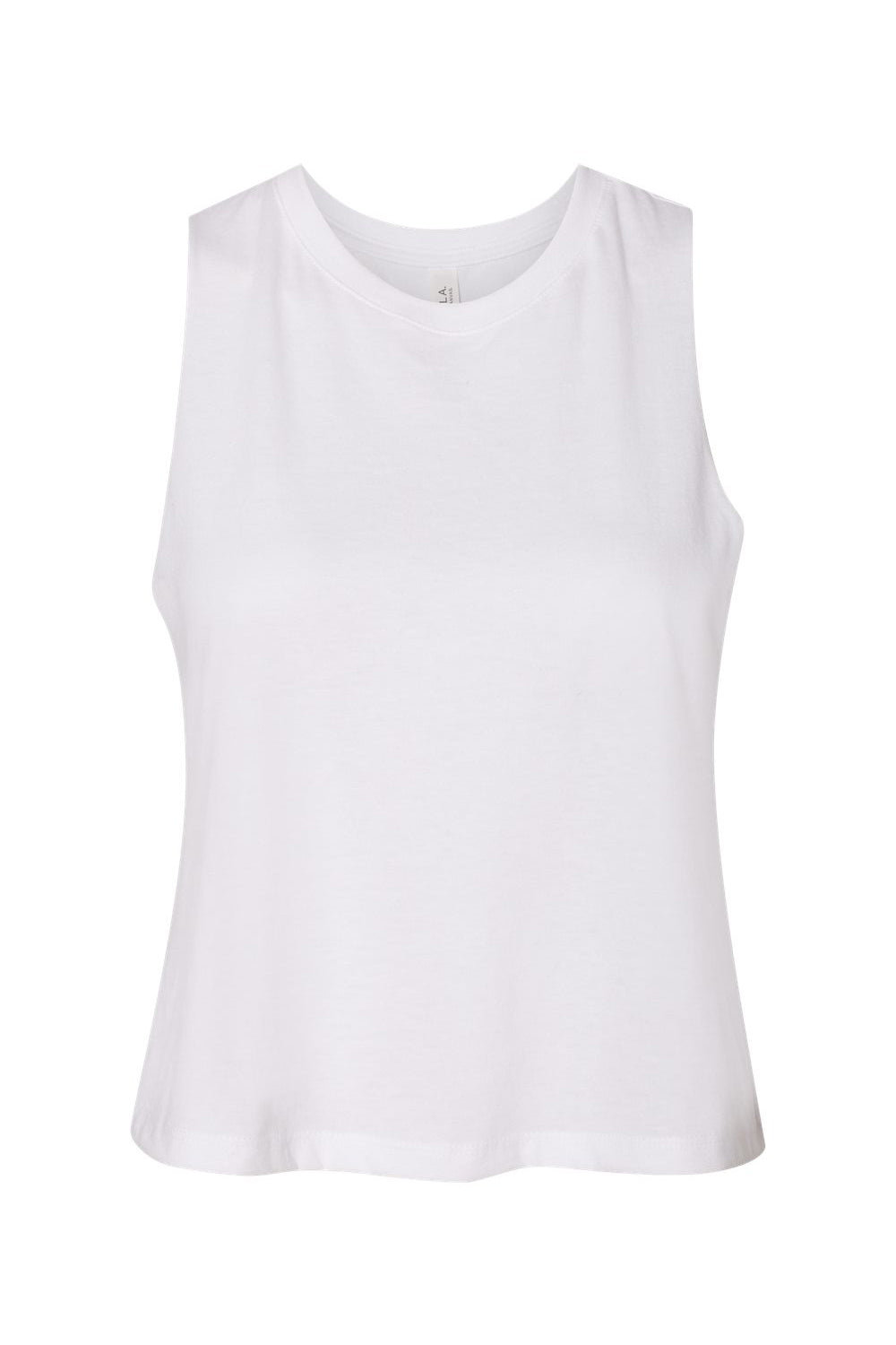 Bella + Canvas BC6682/6682 Womens Cropped Tank Top Solid White Flat Front