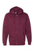 Independent Trading Co. SS4500Z Mens Full Zip Hooded Sweatshirt Hoodie Maroon Flat Front