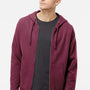 Independent Trading Company Mens Full Zip Hooded Sweatshirt Hoodie w/ Pockets - Maroon