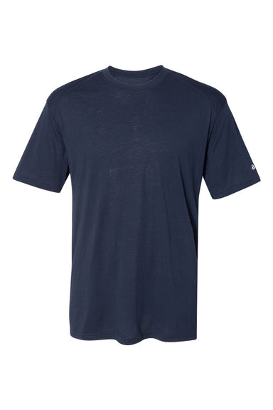 Badger 4940 Mens Performance Moisture Wicking Short Sleeve Crewneck T-Shirt Navy Blue Flat Front