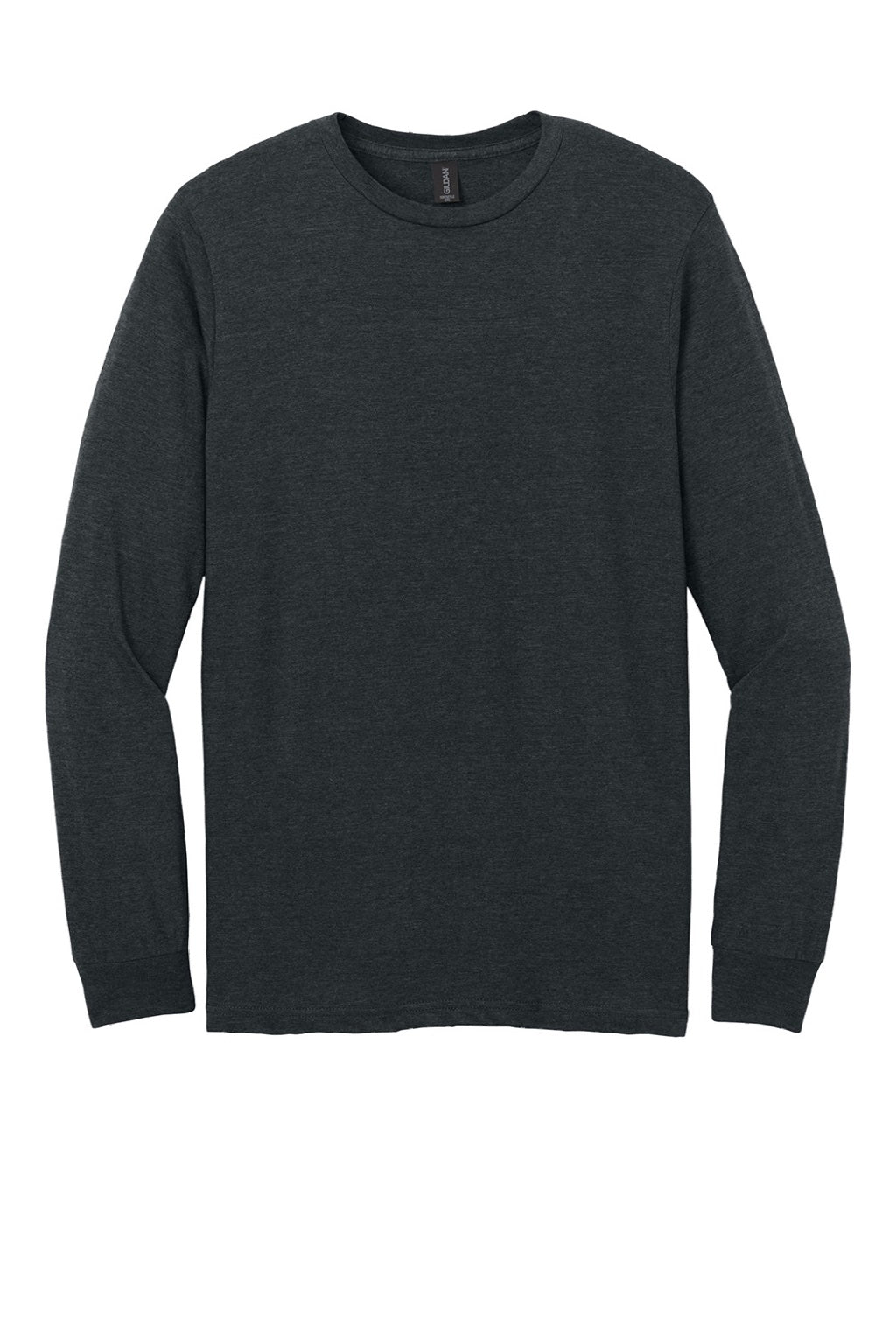 Gildan 64440CVC Mens Softstyle CVC Long Sleeve Crewneck T-Shirt Pitch Black Mist Flat Front