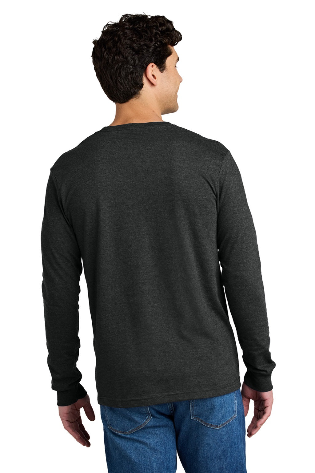 Gildan 64440CVC Mens Softstyle CVC Long Sleeve Crewneck T-Shirt Pitch Black Mist Model Back