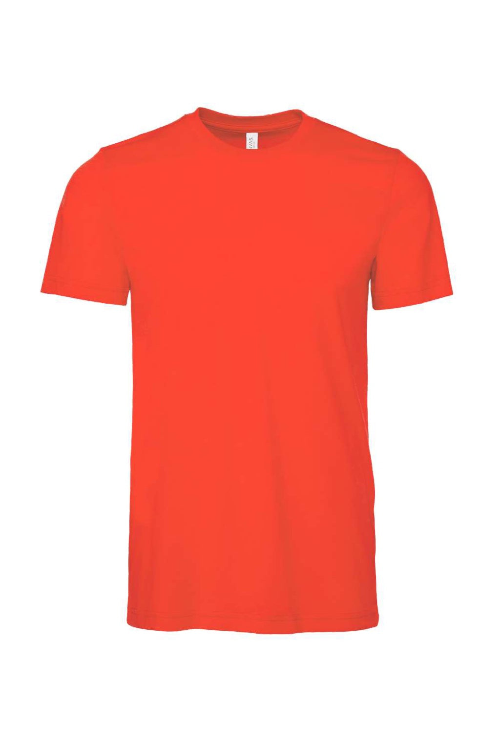 Bella + Canvas BC3001/3001 Mens Jersey Short Sleeve Crewneck T-Shirt Poppy Orange Flat Front