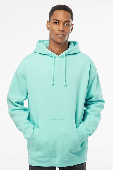 Independent Trading Company IND4000 Mens Hooded Sweatshirt Hoodie w/ Pouch Pocket Mint Green Model Front