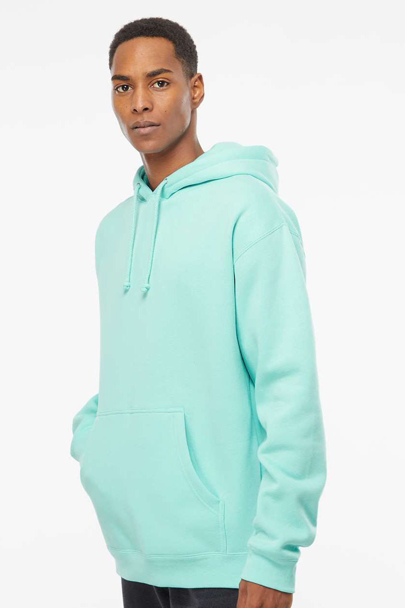 Independent Trading Company IND4000 Mens Hooded Sweatshirt Hoodie w/ Pouch Pocket Mint Green Model Side