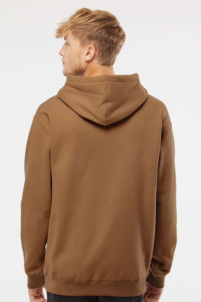 Independent Trading Company IND4000 Mens Hooded Sweatshirt Hoodie w/ Pouch Pocket Saddle Brown Model Back