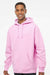 Independent Trading Company IND4000 Mens Hooded Sweatshirt Hoodie w/ Pouch Pocket Light Pink Model Front