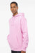 Independent Trading Company IND4000 Mens Hooded Sweatshirt Hoodie w/ Pouch Pocket Light Pink Model Side