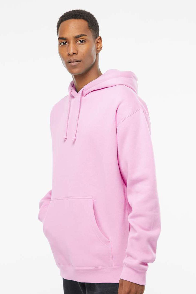 Independent Trading Company IND4000 Mens Hooded Sweatshirt Hoodie w/ Pouch Pocket Light Pink Model Side
