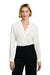 Brooks Brothers BB18011 Womens Ruffle Collar Long Sleeve Button Down Shirt Off White Model Front