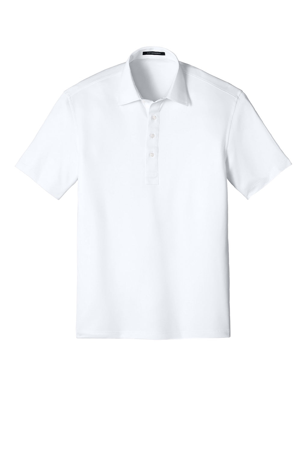 Port Authority K700 Mens Shirt Collar Short Sleeve Polo Shirt White Model Front
