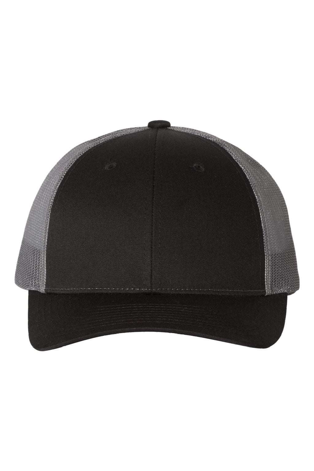 Richardson Hats 115 Mens Snapback Trucker Hat Black/Charcoal Grey Flat Front