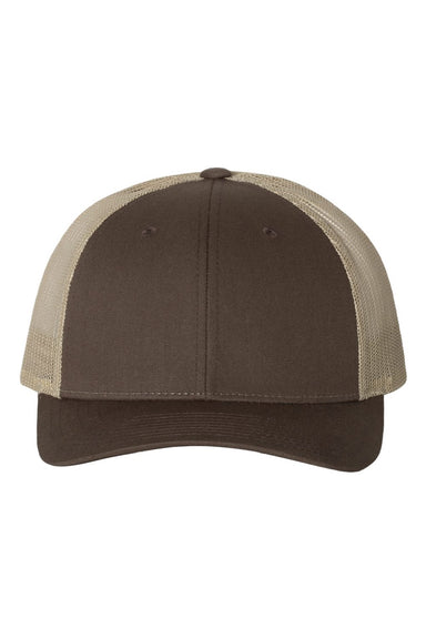 Richardson Hats 115 Mens Snapback Trucker Hat Brown/Khaki Flat Front