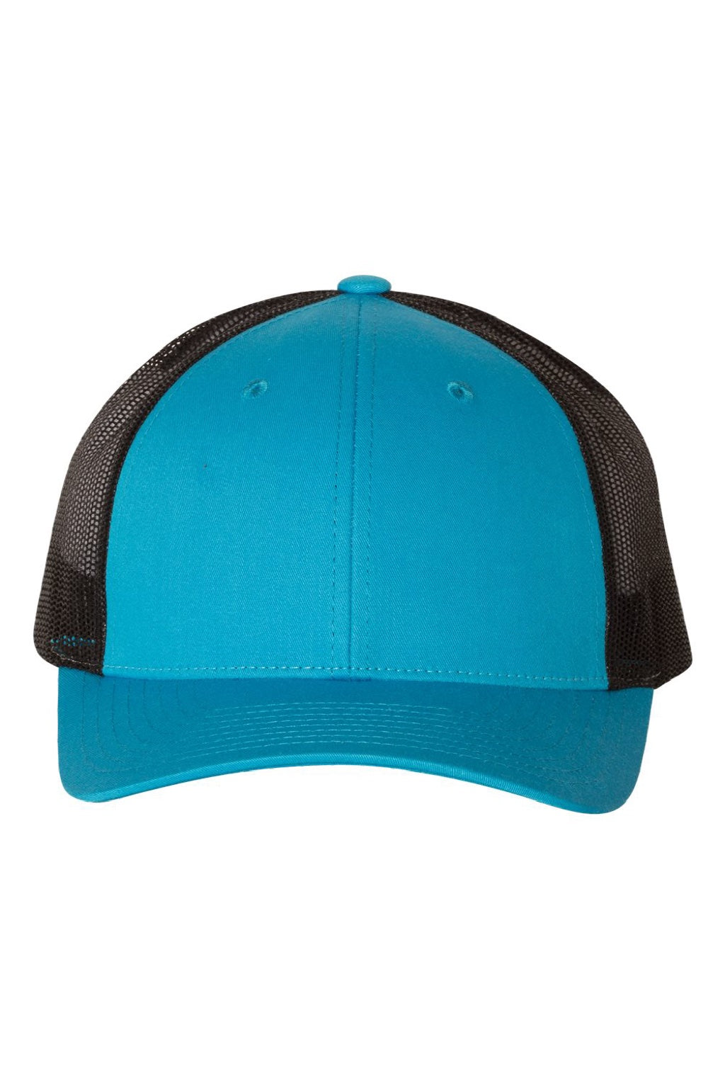Richardson Hats 115 Mens Snapback Trucker Hat Cyan Blue/Black Flat Front