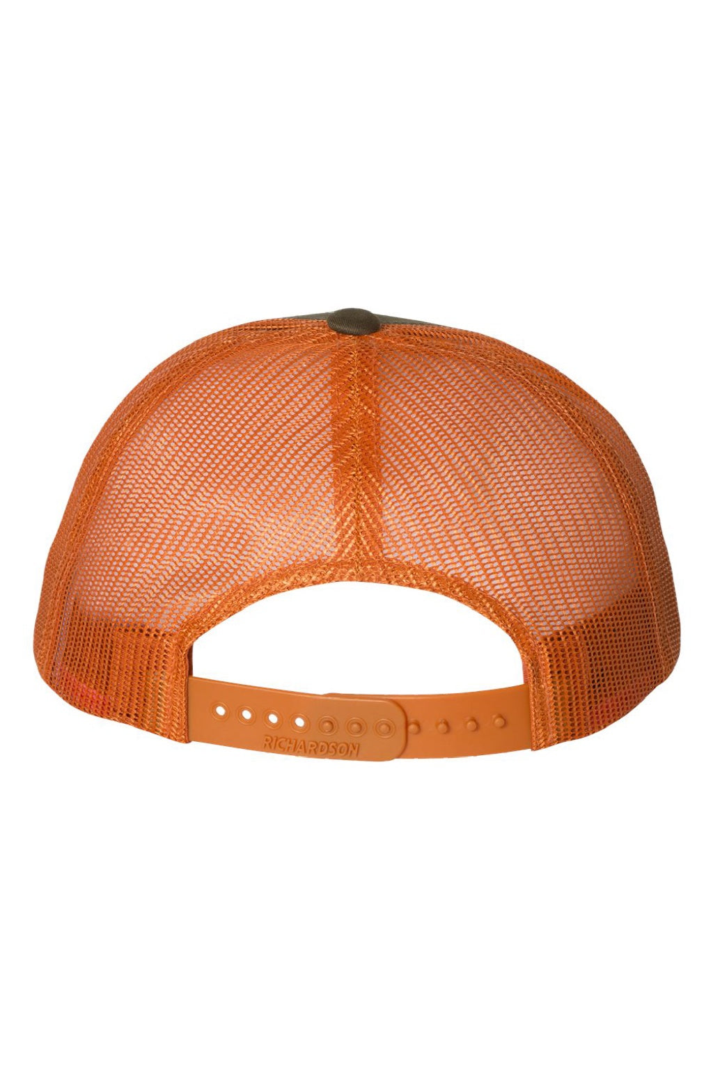 Richardson Hats 115 Mens Snapback Trucker Hat Dark Loden Green/Jaffa Orange Flat Back