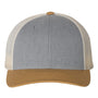 Richardson Hats Mens Snapback Trucker Hat - Heather Grey/Birch/Amber Gold