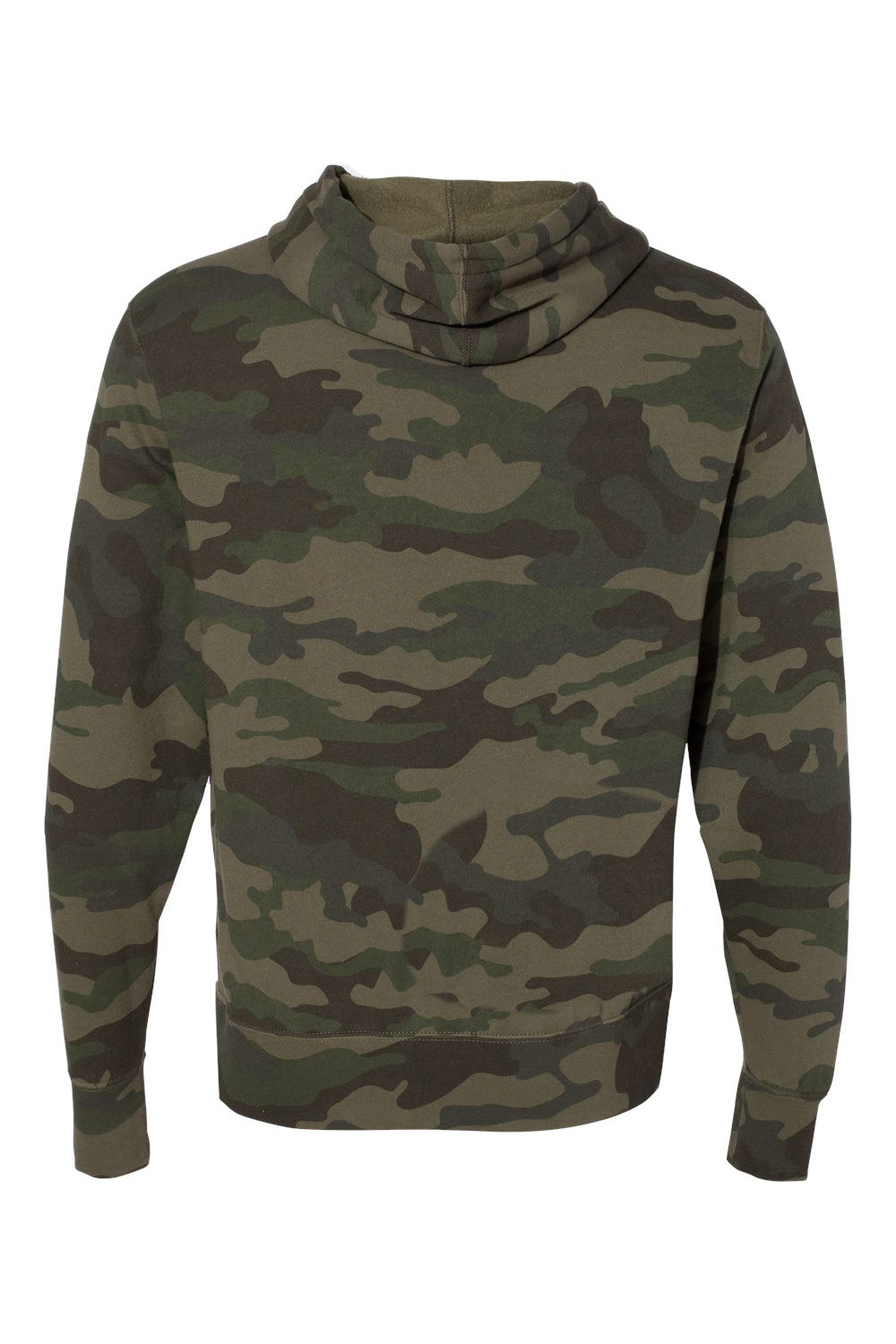 Independent Trading Company AFX90UN Mens Hooded Sweatshirt Hoodie w/ Pouch Pocket Forest Green Camo Flat Back
