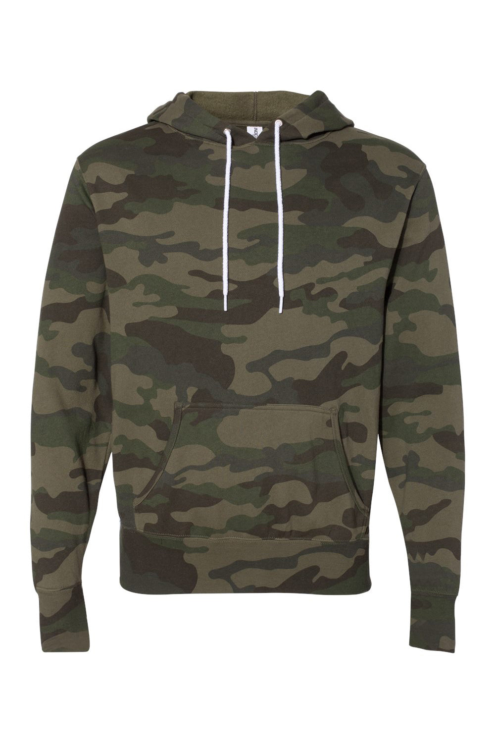 Independent Trading Company AFX90UN Mens Hooded Sweatshirt Hoodie w/ Pouch Pocket Forest Green Camo Flat Front