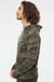 Independent Trading Company AFX90UN Mens Hooded Sweatshirt Hoodie w/ Pouch Pocket Forest Green Camo Model Side