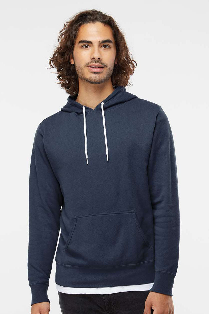 Independent Trading Company AFX90UN Mens Hooded Sweatshirt Hoodie w/ Pouch Pocket Slate Blue Model Front