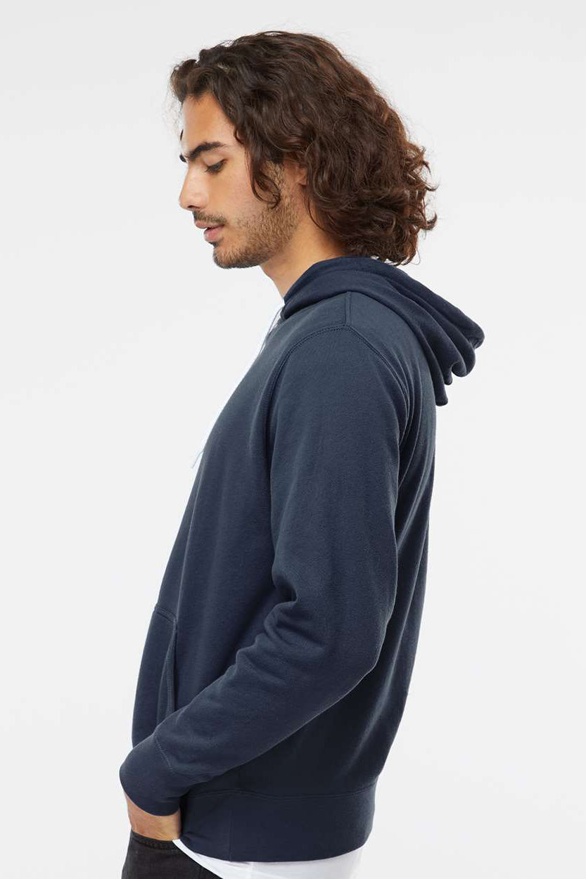 Independent Trading Company AFX90UN Mens Hooded Sweatshirt Hoodie w/ Pouch Pocket Slate Blue Model Side