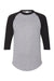 Augusta Sportswear 4420 Mens Raglan 3/4 Sleeve Crewneck T-Shirt Heather Grey/Black Flat Front