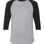 Augusta Sportswear Mens Raglan 3/4 Sleeve Crewneck T-Shirt - Heather Grey/Black - NEW