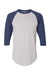 Augusta Sportswear 4420 Mens Raglan 3/4 Sleeve Crewneck T-Shirt Heather Grey/Navy Blue Model Flat Front