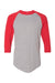 Augusta Sportswear 4420 Mens Raglan 3/4 Sleeve Crewneck T-Shirt Heather Grey/Red Flat Front