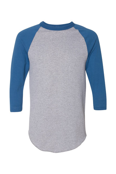 Augusta Sportswear 4420 Mens Raglan 3/4 Sleeve Crewneck T-Shirt Heather Grey/Royal Blue Flat Front