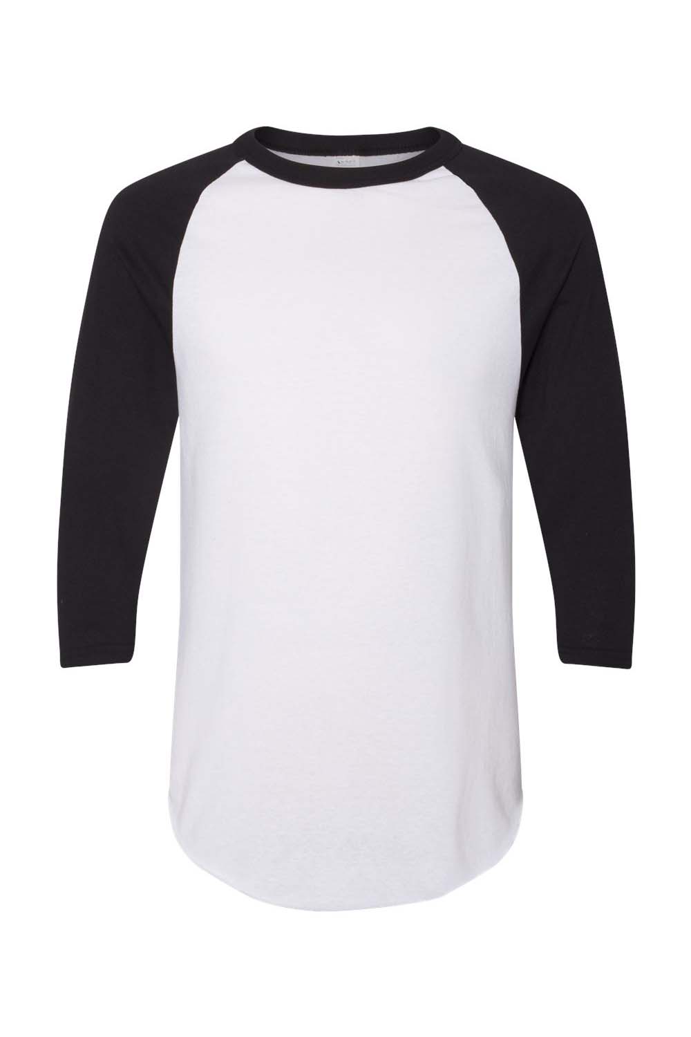 Augusta Sportswear AG4420/4420 Mens 3/4 Sleeve Crewneck T-Shirt White/Black Model Flat Front