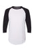 Augusta Sportswear 4420 Mens Raglan 3/4 Sleeve Crewneck T-Shirt White/Black Model Flat Front