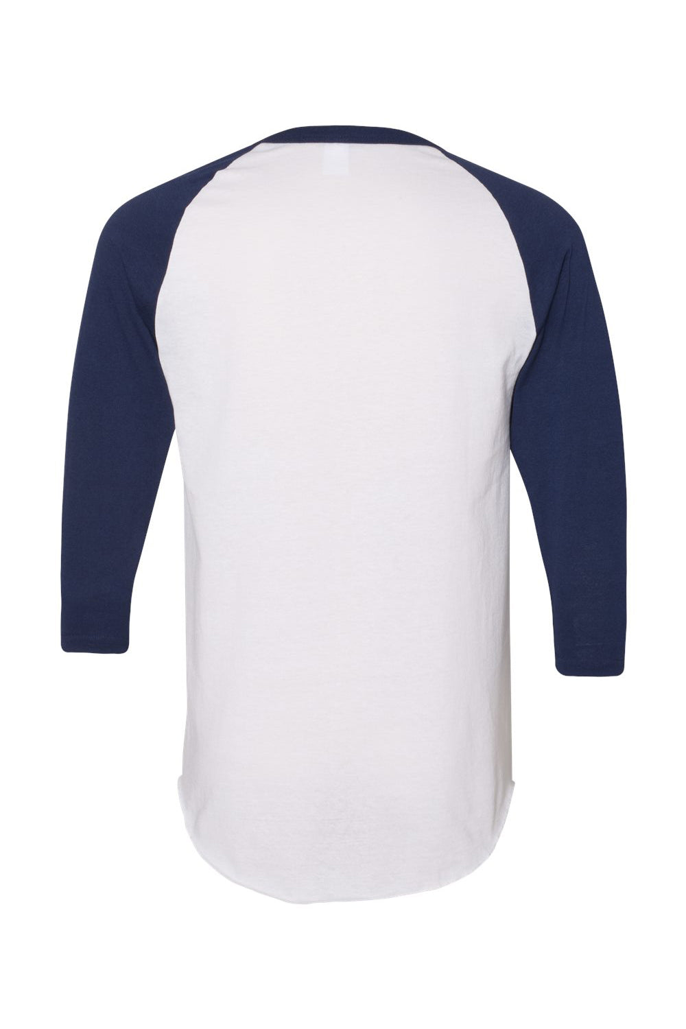 Augusta Sportswear 4420 Mens Raglan 3/4 Sleeve Crewneck T-Shirt White/Navy Blue Flat Back