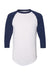 Augusta Sportswear 4420 Mens Raglan 3/4 Sleeve Crewneck T-Shirt White/Navy Flat Front