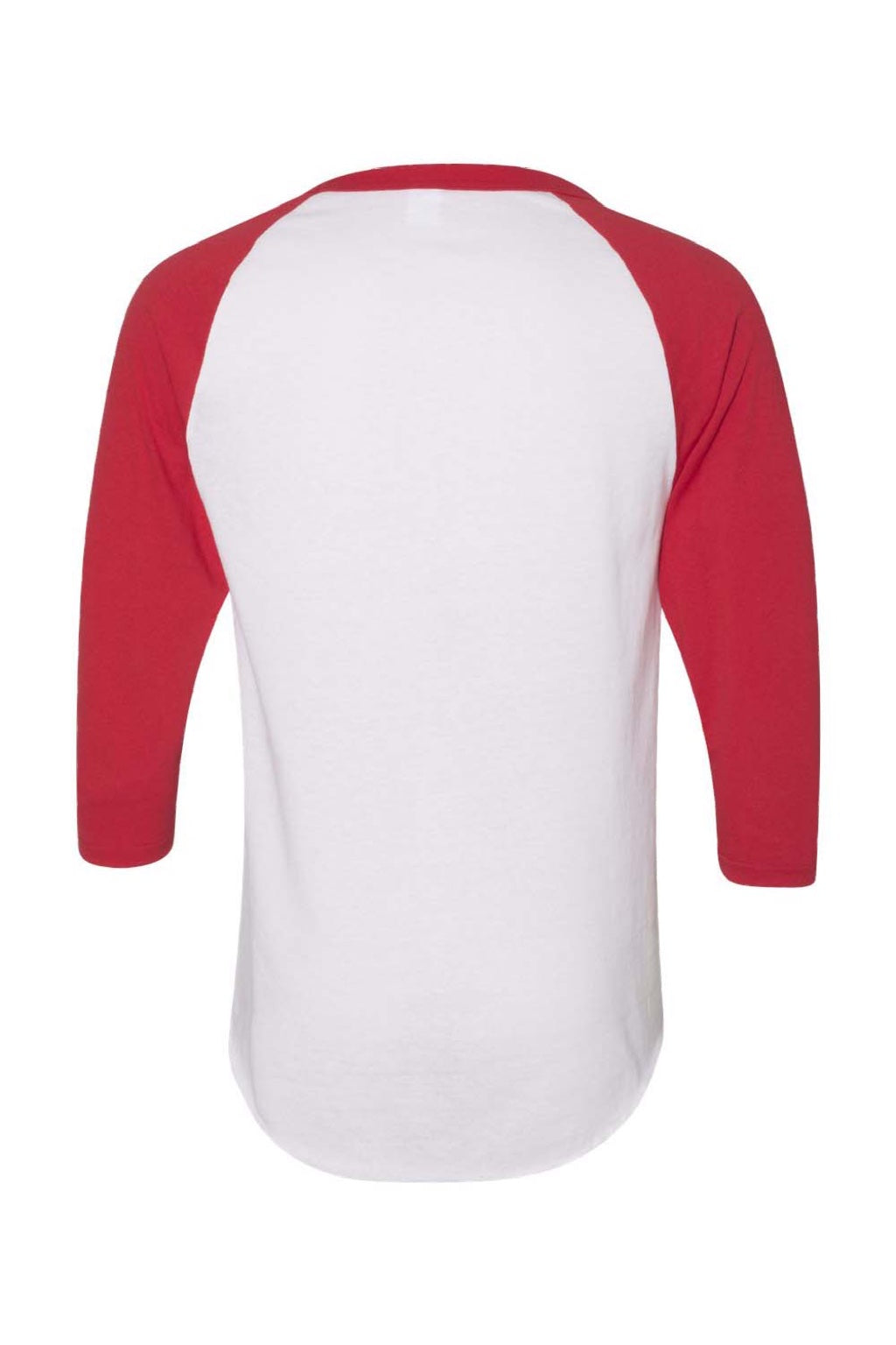 Augusta Sportswear 4420 Mens Raglan 3/4 Sleeve Crewneck T-Shirt White/Red Model Flat Back
