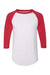 Augusta Sportswear 4420 Mens Raglan 3/4 Sleeve Crewneck T-Shirt White/Red Model Flat Front