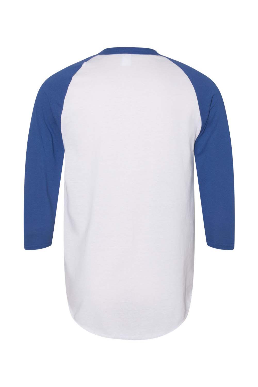 Augusta Sportswear AG4420/4420 Mens 3/4 Sleeve Crewneck T-Shirt White/Royal Blue Model Flat Back