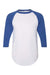 Augusta Sportswear 4420 Mens Raglan 3/4 Sleeve Crewneck T-Shirt White/Royal Blue Model Flat Front