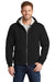 CornerStone CS625 Mens Water Resistant Fleece Full Zip Hooded Sweatshirt Hoodie w/ Pockets Black Model Front