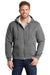 CornerStone CS625 Mens Water Resistant Fleece Full Zip Hooded Sweatshirt Hoodie w/ Pockets Grey Model Front