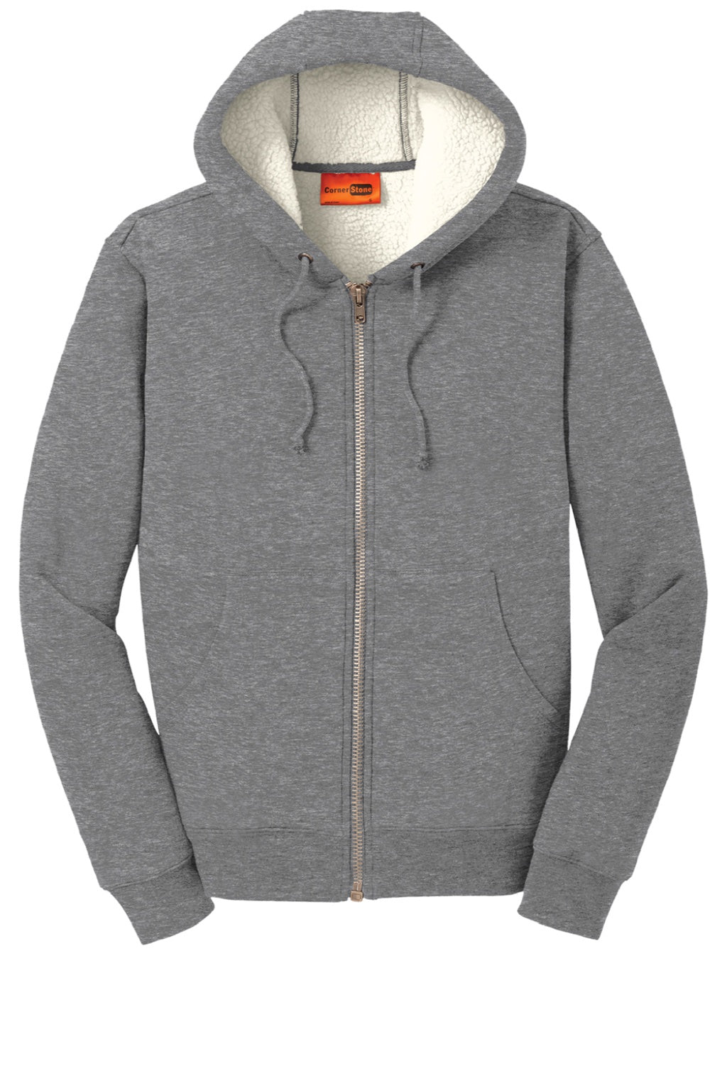 CornerStone CS625 Mens Water Resistant Fleece Full Zip Hooded Sweatshirt Hoodie w/ Pockets Grey Flat Front