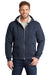 CornerStone CS625 Mens Water Resistant Fleece Full Zip Hooded Sweatshirt Hoodie w/ Pockets Navy Blue Model Front
