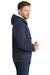 CornerStone CS625 Mens Water Resistant Fleece Full Zip Hooded Sweatshirt Hoodie w/ Pockets Navy Blue Model Side