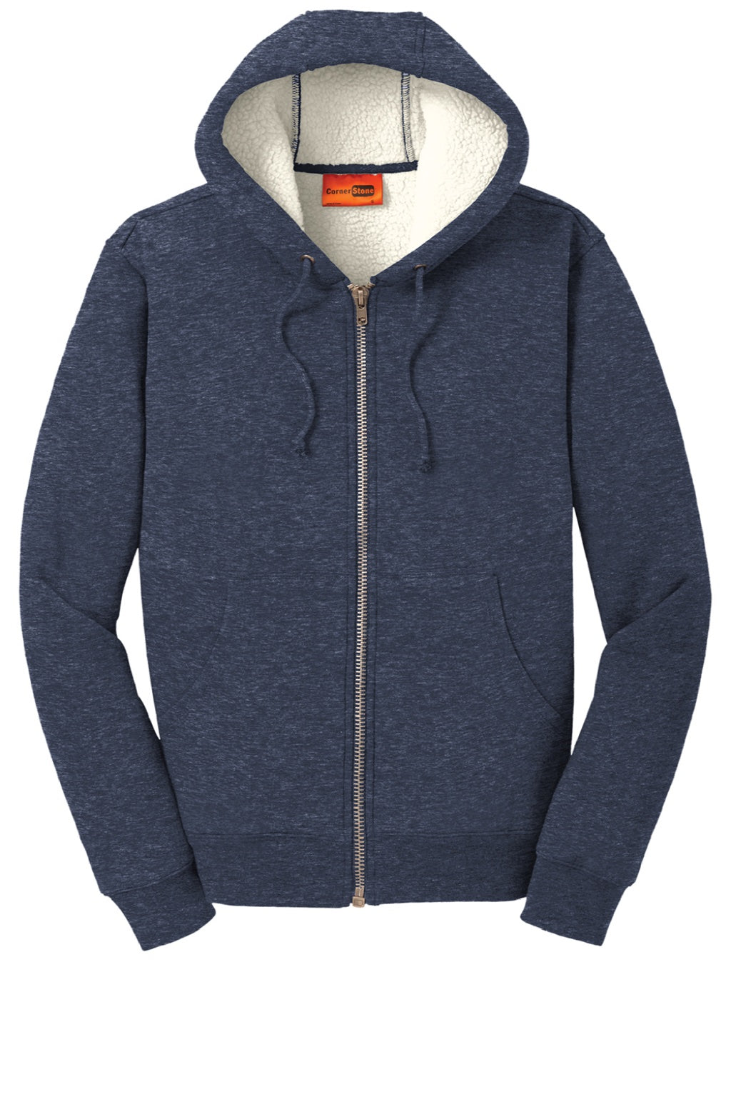 CornerStone CS625 Mens Water Resistant Fleece Full Zip Hooded Sweatshirt Hoodie w/ Pockets Navy Blue Flat Front
