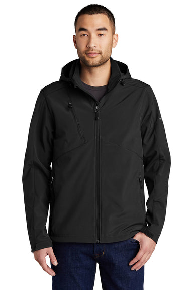 Eddie Bauer EB536 Mens Water Resistant Full Zip Hooded Jacket Black Model Front